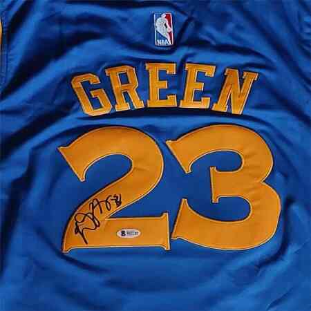 Draymond Green Signed Blue Warriors Jersey