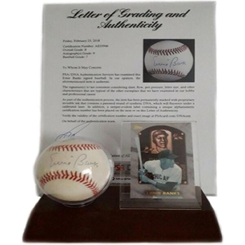 Ernie Banks Signierter Baseball mit Display Case