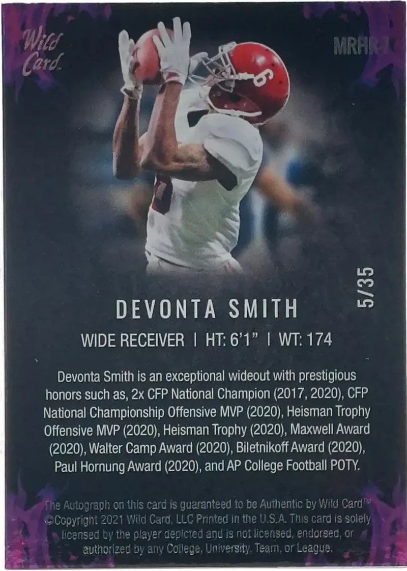 Devonta Smith Signierter 2021 Wild Rookie Card