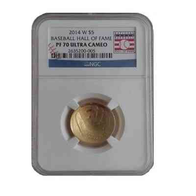 2014 W Baseball Hall of Fame $5 Gold Münze PF70