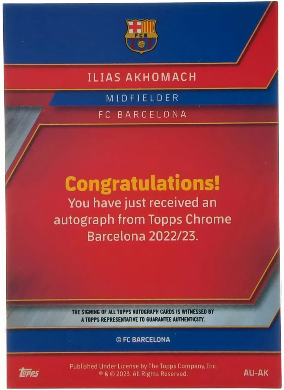 Ilias Akhomach Signierte 2022-23 Chrome Card