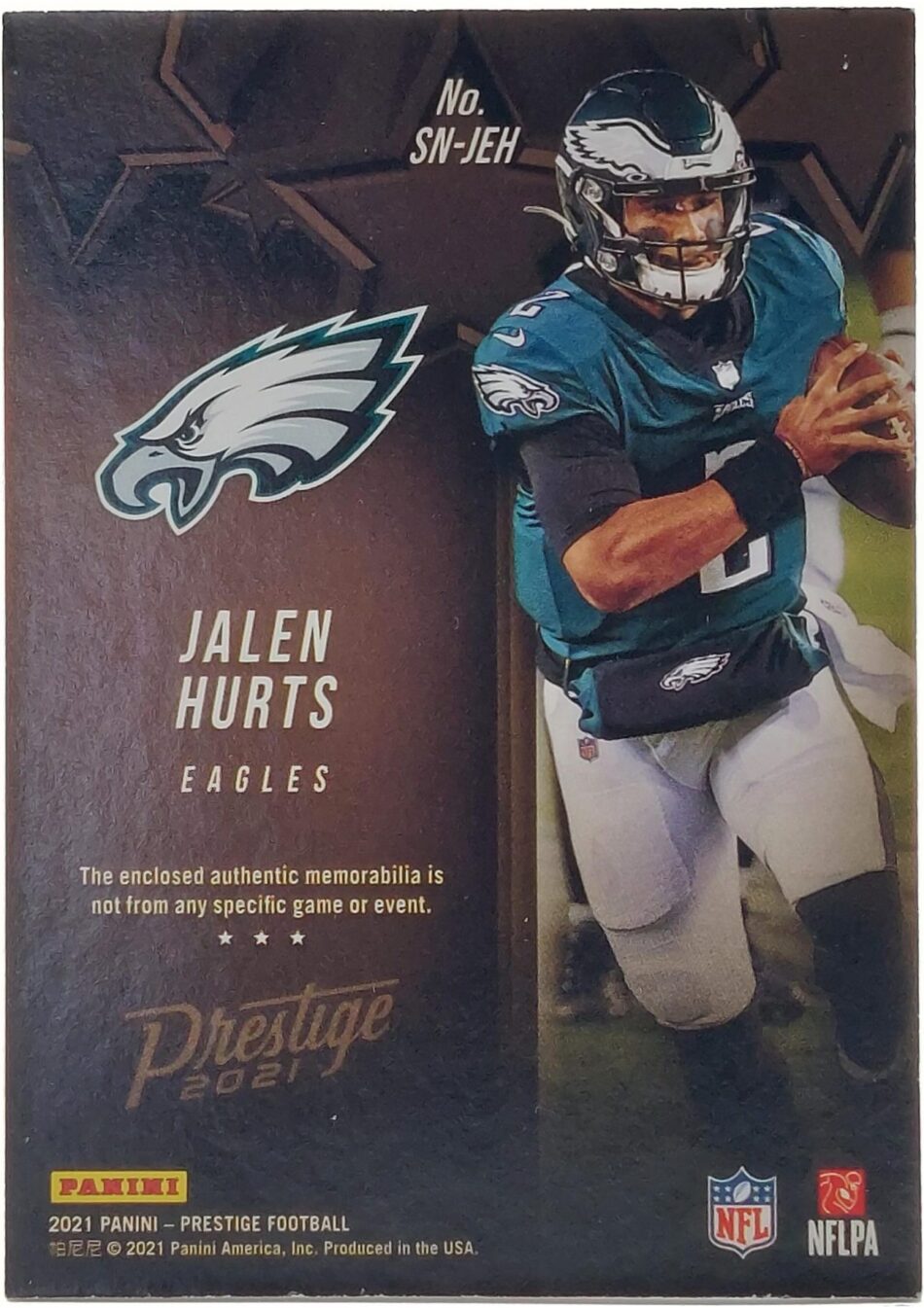 2021 Panini Prestige Jalen Hurts Patch Card