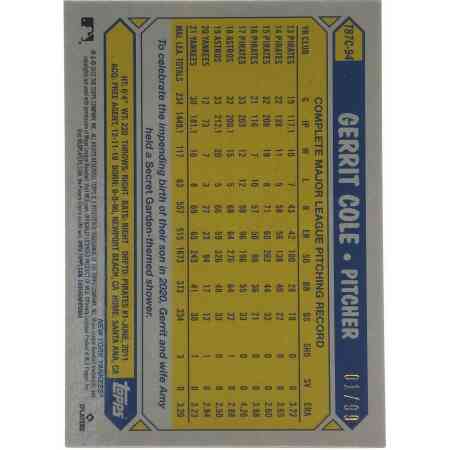 2022 Topps Chrome Gerrit Cole Grüne Parallel Card