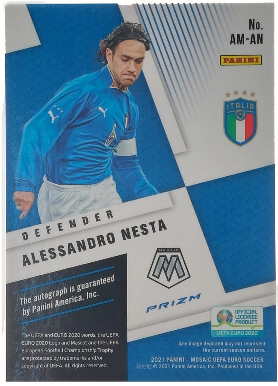 Alessandro Nesta Signed 2020-21 Panini Prizm Card