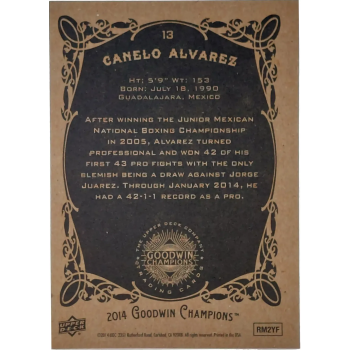 Canelo Alvarez 2014 Goodwin Champions Rookie Card