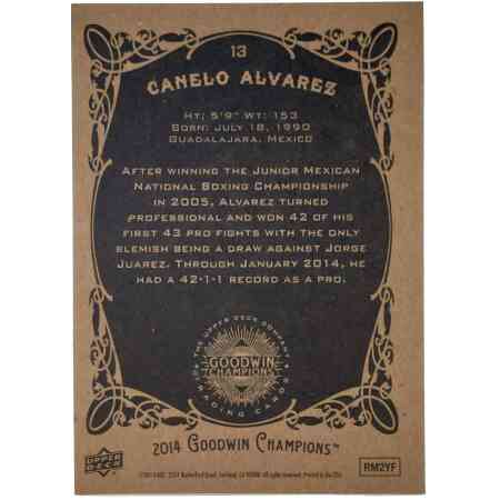 Canelo Alvarez 2014 Goodwin Champions Rookie Card