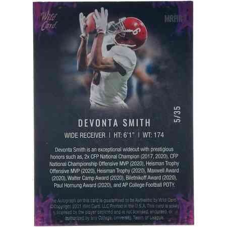 Devonta Smith Signierter 2021 Wild Rookie Card
