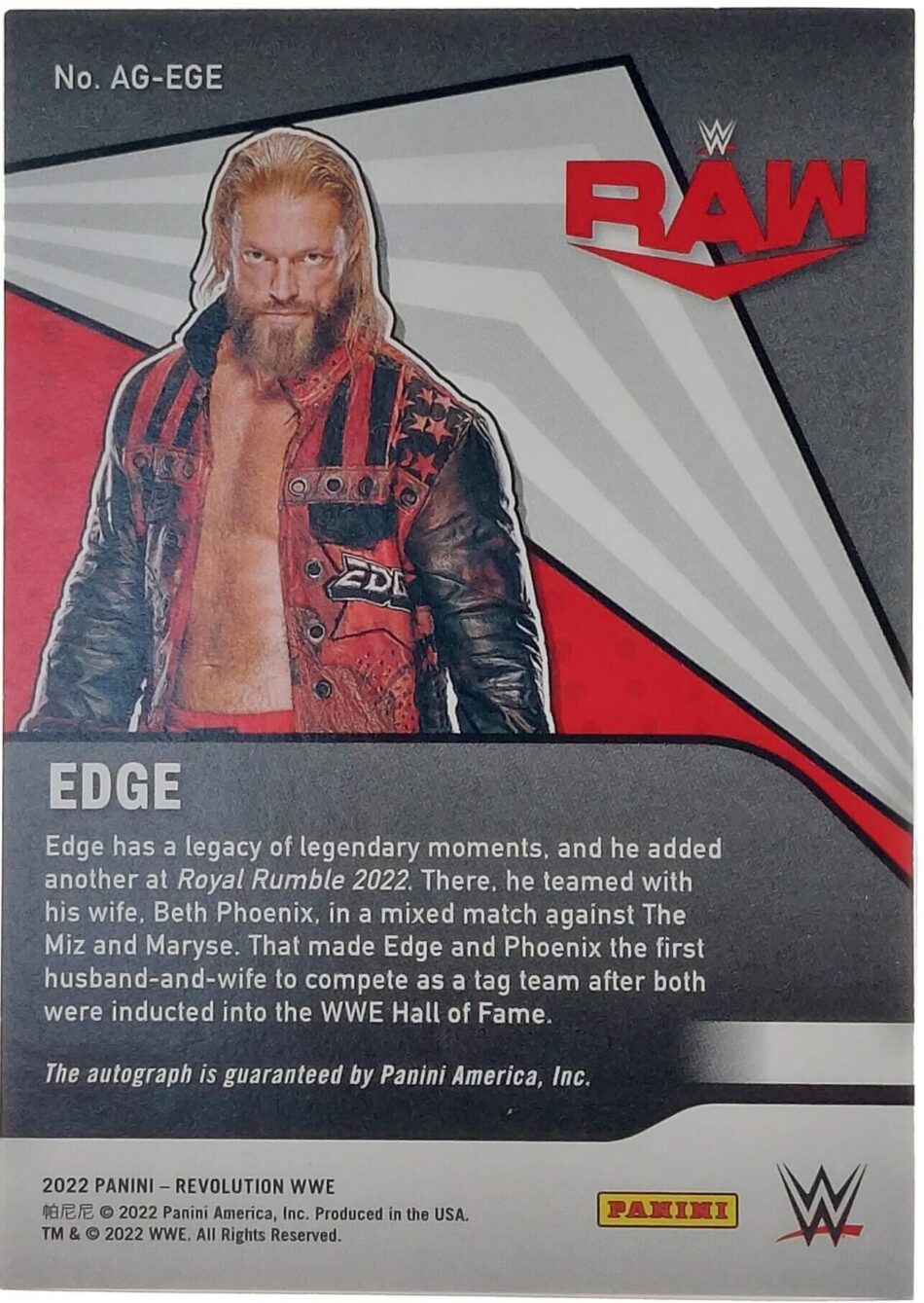 Edge Signierte 2022 Panini Revolution Card