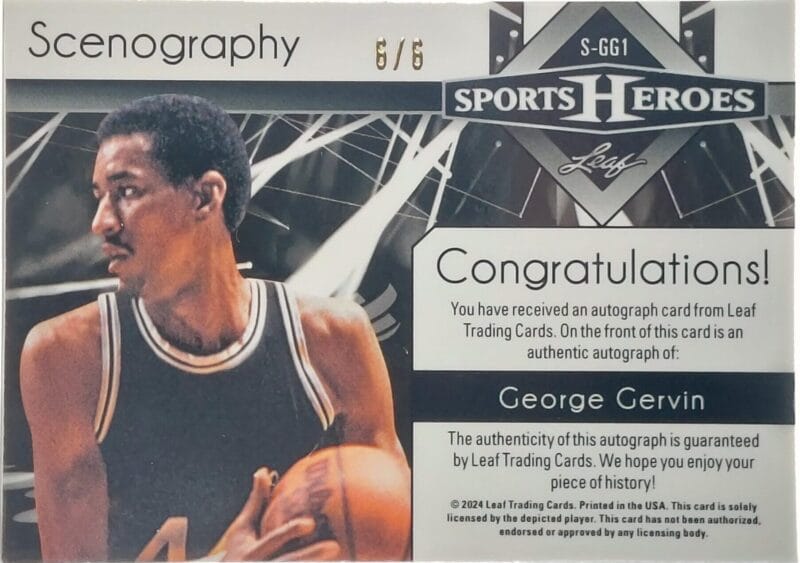 George Gervin Signierte 2024 Leaf Sports Heroes