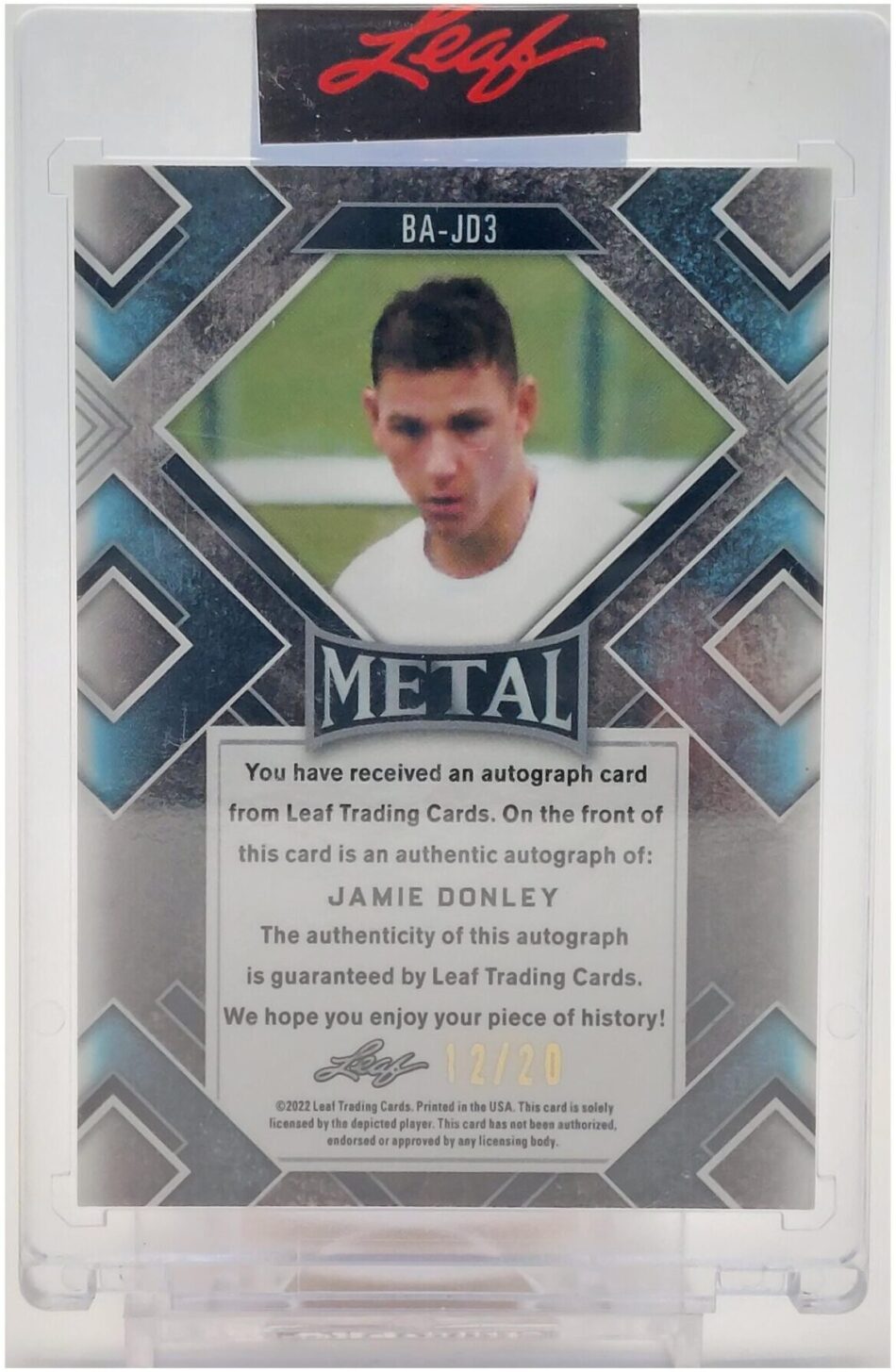Jamie Donley Signierte 2022 Leaf Soccer Rookie Card