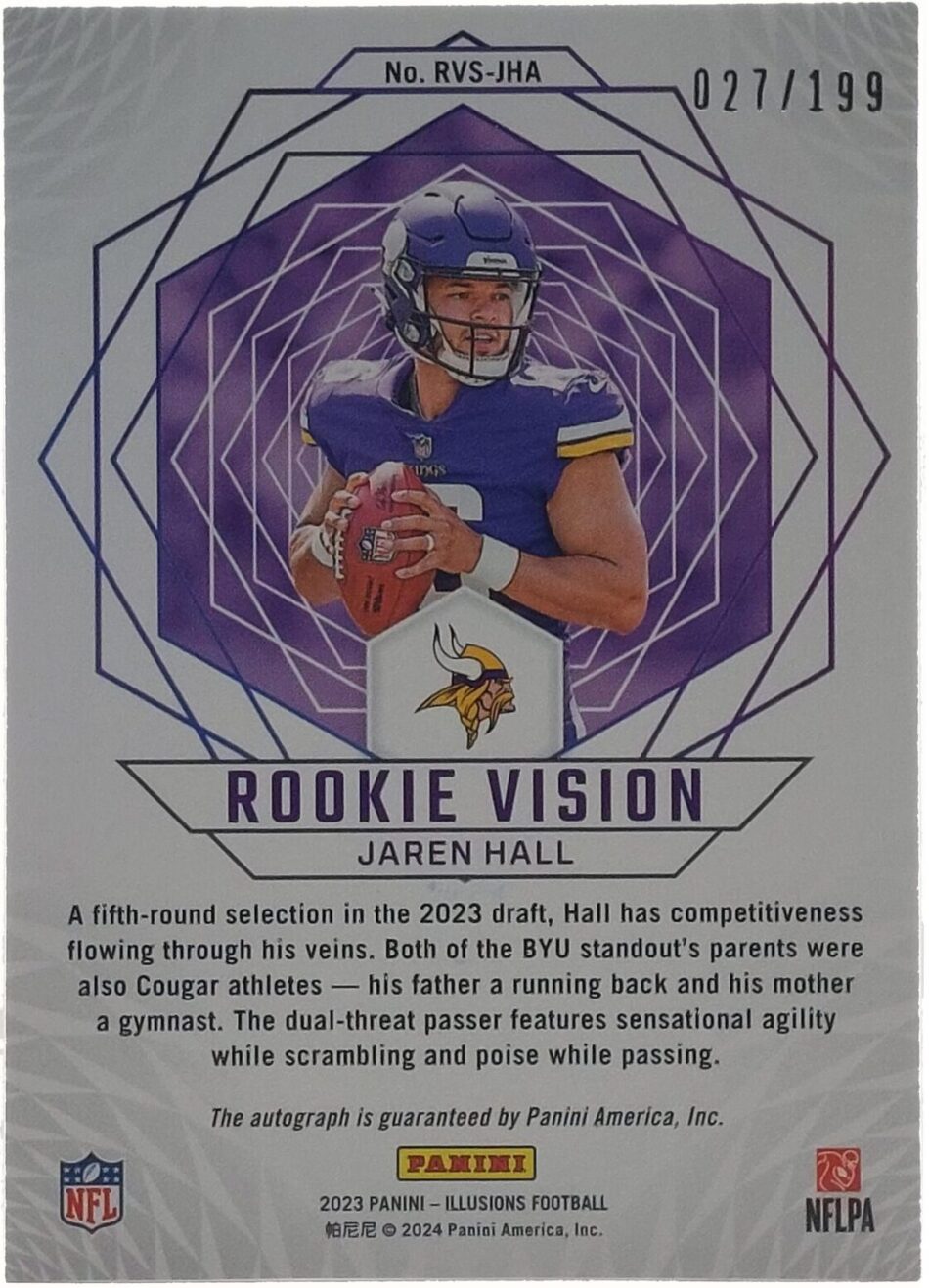 Jaren Hall Signierte 2023 Illsions Rookie Card