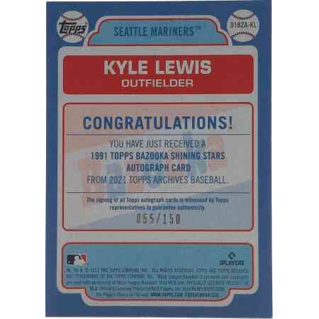 Kyle Lewis Signierter 2021 Archives Bazooka Card