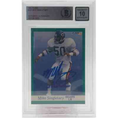 Mike Singletary Signierte 1991 Fleer Card