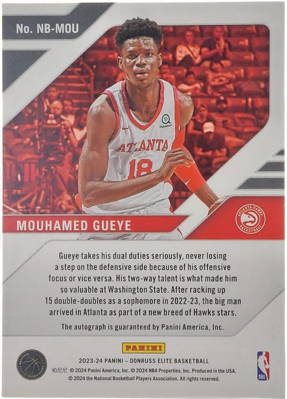 Mouhamed Gueye Signierte 2023-24 Elite Card