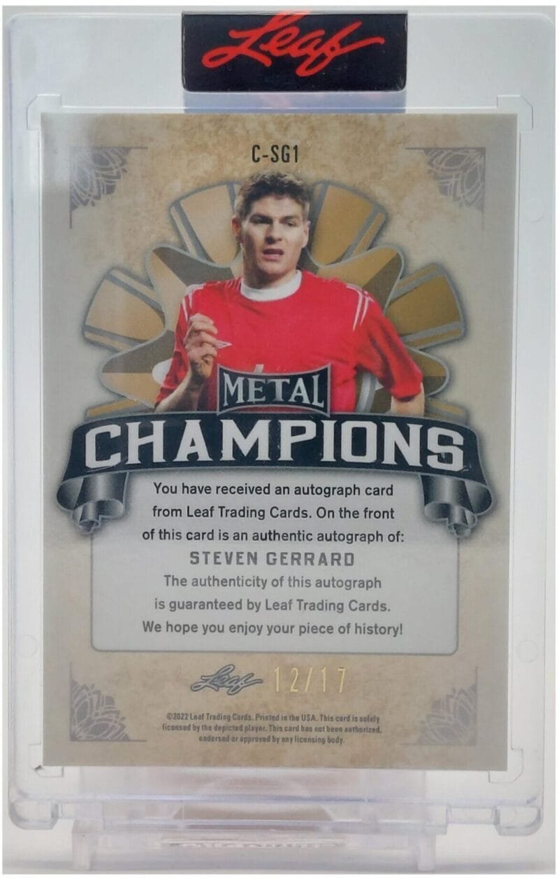 Steven Gerrard Signierte 2022 Leaf Soccer Card