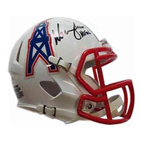 Warren Moon Signierter Oilers Mini Helm